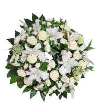 Jerba funerara cu flori albe 