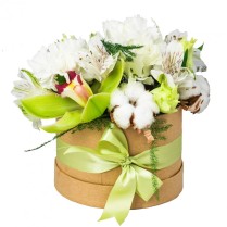 Cutie cymbidium, alstroemeria, bumbac si garoafe