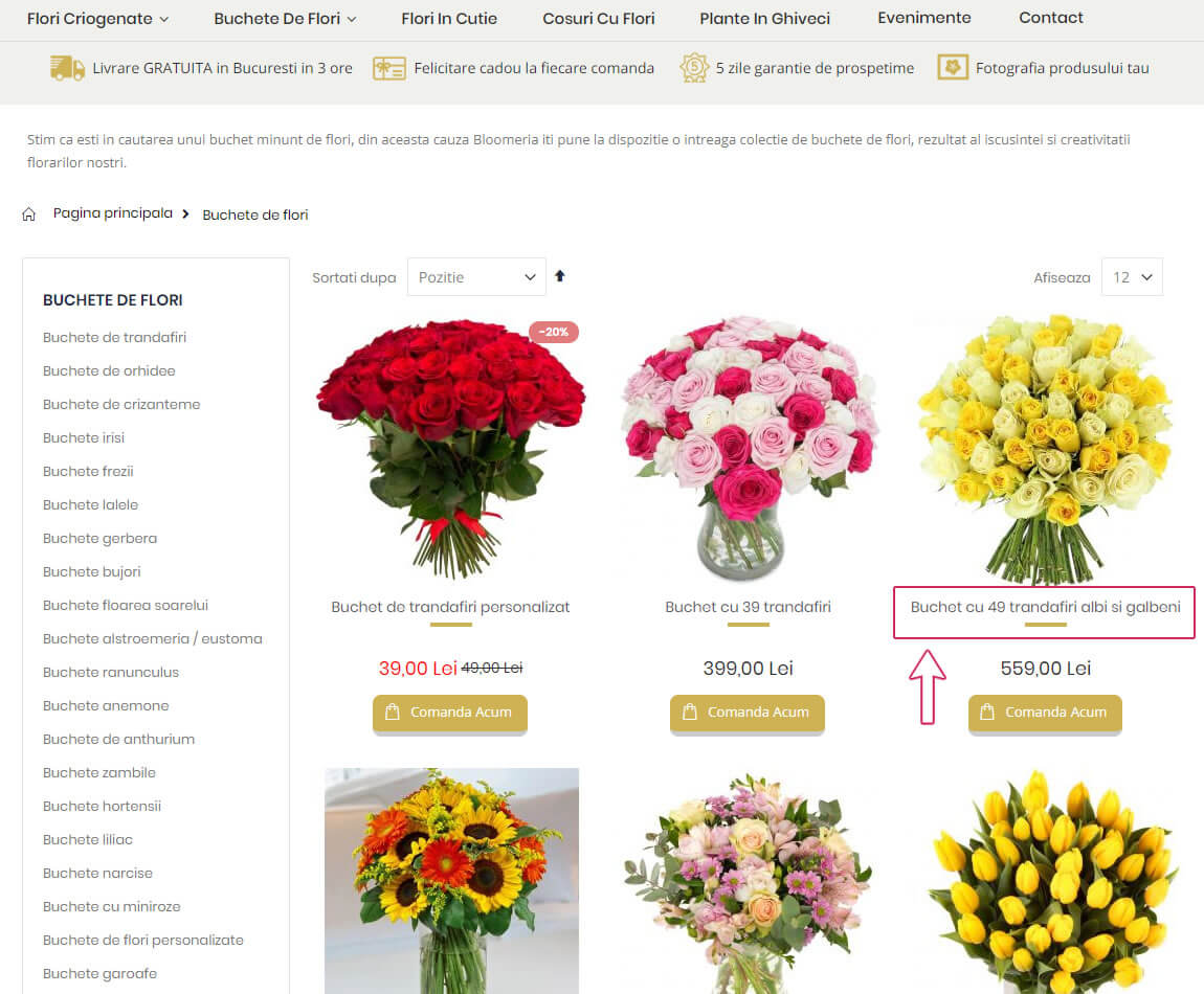 selectare buchete de flori online